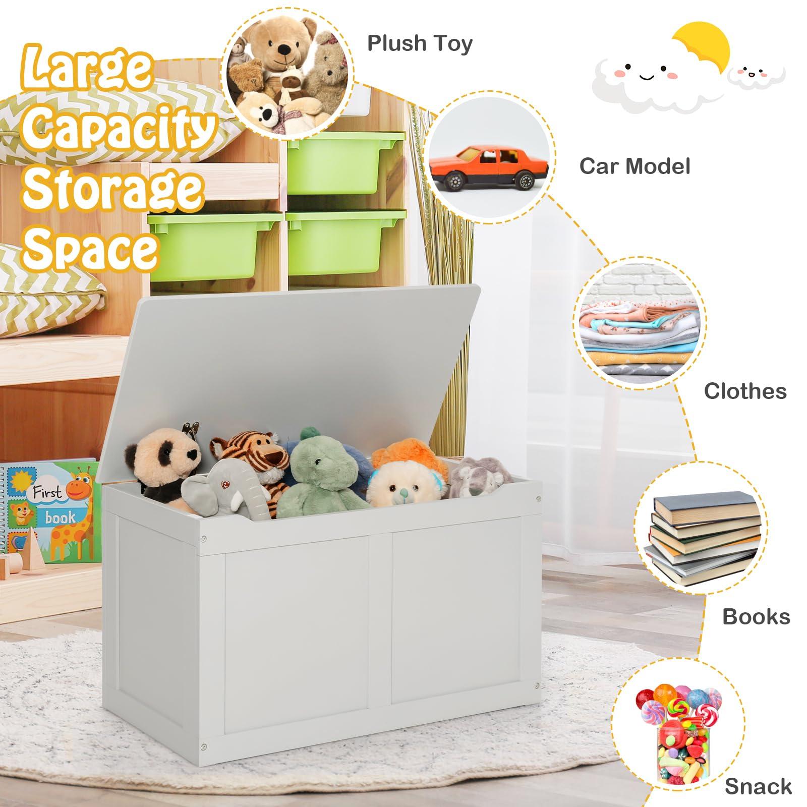 HONEY JOY HONEY JOY Kids Wooden Toy Box, 2 In 1 Large Toy Storage Truck Bench with Flip-Top Lid, 2 Safety Hinges & Groove Handle, Toddler Big Toy Chest for Playroom & Bedroom, Gift for Boys Girls Age 3+