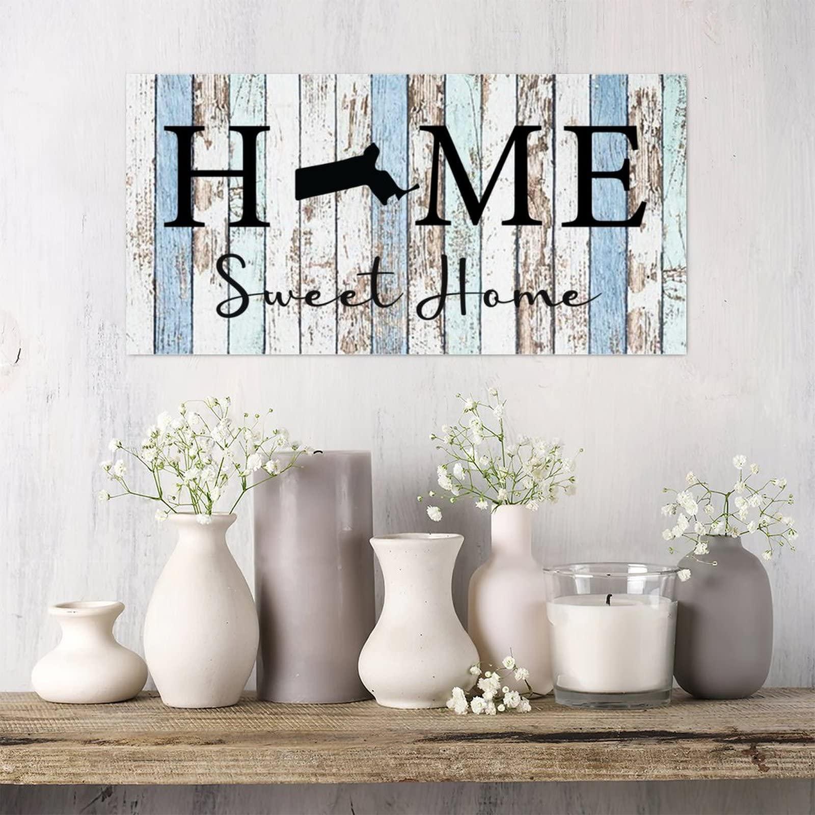 Alioyoit Rustic Wood Pallet Sign Plaque Home Sweet Home Massachusetts State Retro Wood Wall Hanging Door Plaque Rustic Wood Wall Sign Welcome Sign Wall Hanging Decorations for Living Room Bedroom 6x12 Inch