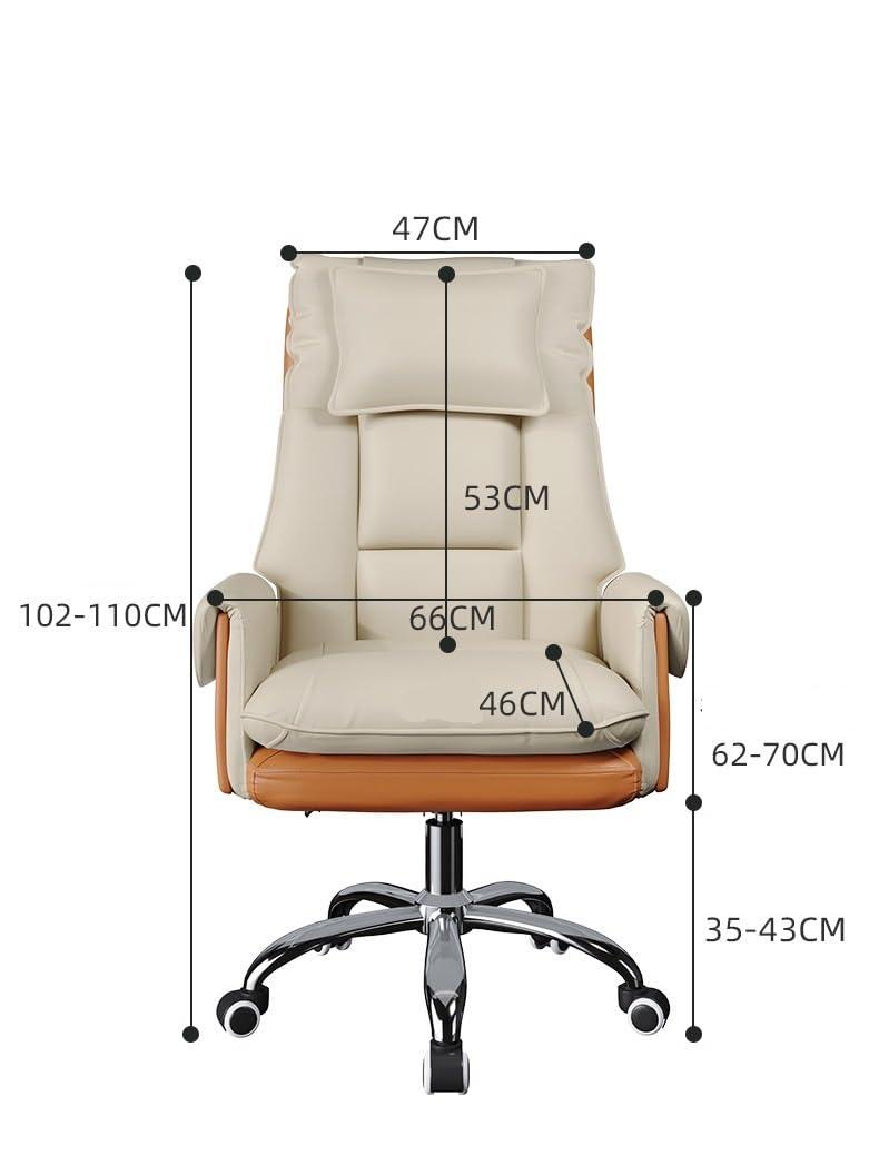 UXNQWK Ergonomic Office Chair, Executive Office Chair Leather Home Reclining Office Chair, Comfortable Ergonomic Gaming Chair, Lift Swivel Chair (Color : Beige, Size : No pedal) (White Black Foot pedal