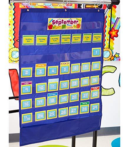 Carson Dellosa Education Carson Dellosa 25\" x 35\" Deluxe Calendar Pocket Chart, Monthly Calendar Pocket Chart for Classroom with Day, Week, Holiday Cards and Storage Pouches and More