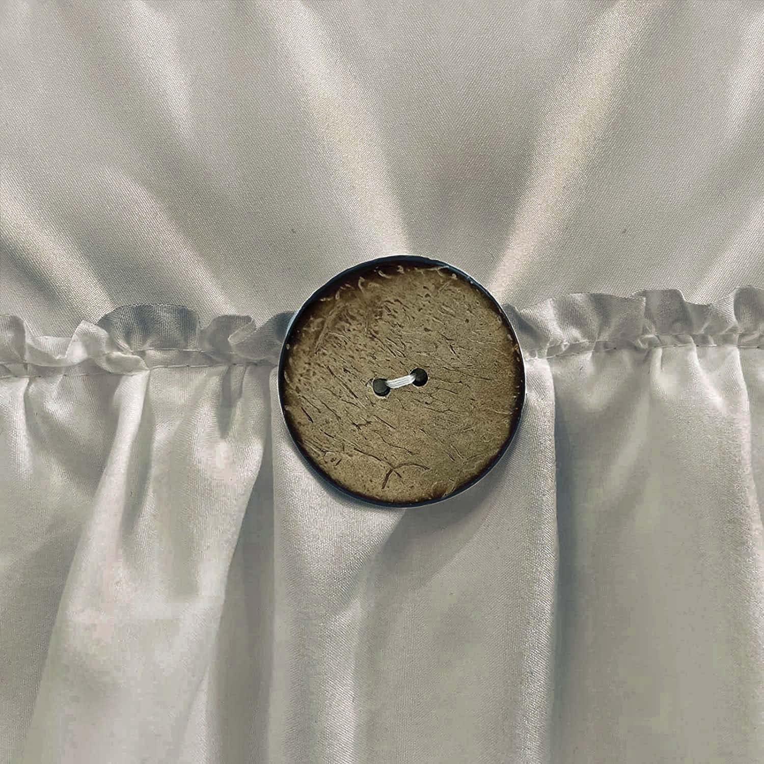 Seasonwood Grey Ruffle Button Shower Curtain Farmhouse Shower Curtain Set with 12 Hooks 72 X 72 inch Fabric Shower Curtains for Bathroom Bathtubs Decor Accessory Shabby Chic French Country Style