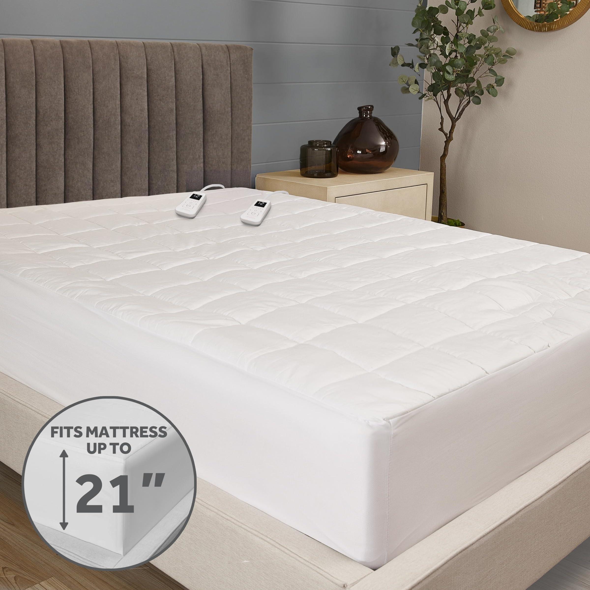 Sunbeam Sunbeam Restful Premium Quilted Heated Mattress Pad - King White