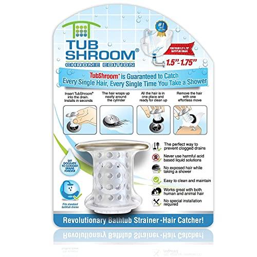 TubShroom TubShroom Tub Drain Hair Catcher, Chrome for Bathroom Drains, Fits 1.5 1.75 Bathtub and Shower Drains, White