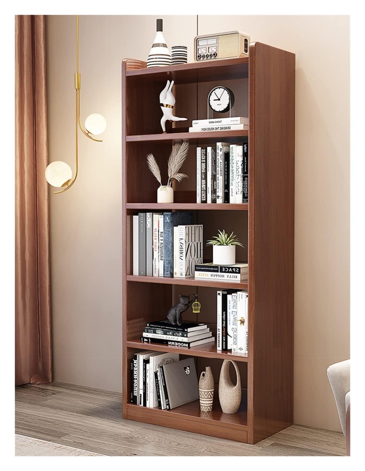 HomeLoft Basics Solid Wood Bookshelf, Simple Shelf Against The Wall, Combination Bookcase for Living Room and Bedroom MINGPING (Color : Log Color 65x20x182cm)