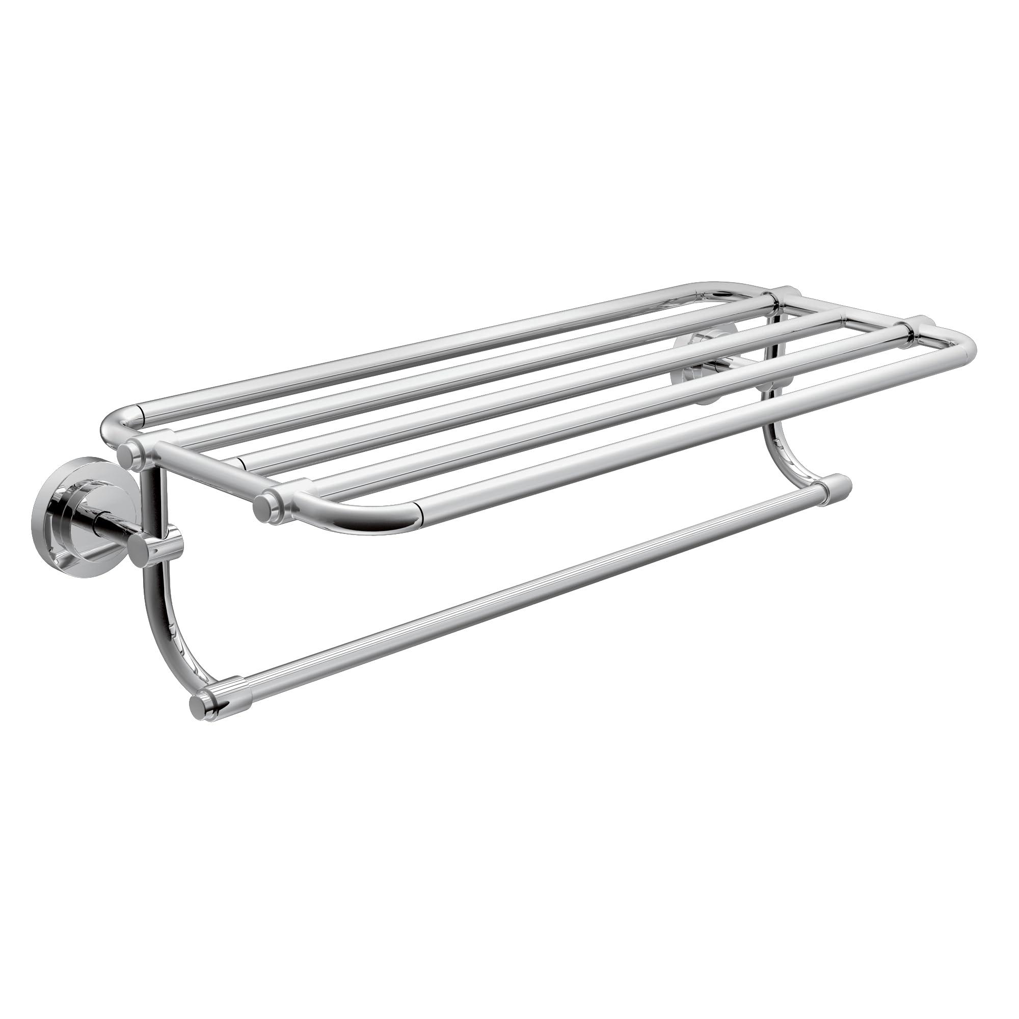 Moen Moen DN0794CH Iso 24-Inch Wide Bathroom Hotel-Style -Towel Shelf with -Towel Bar, Chrome
