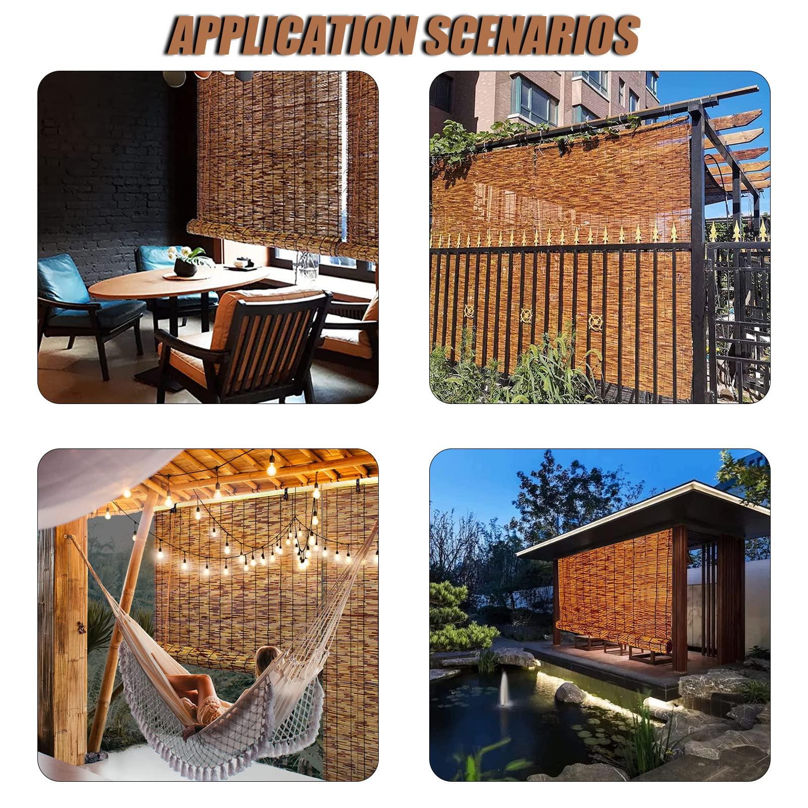 OCAZI Bamboo Roll Up Shades for Patio & Porch - Outdoor Bamboo Blinds 5363in Black