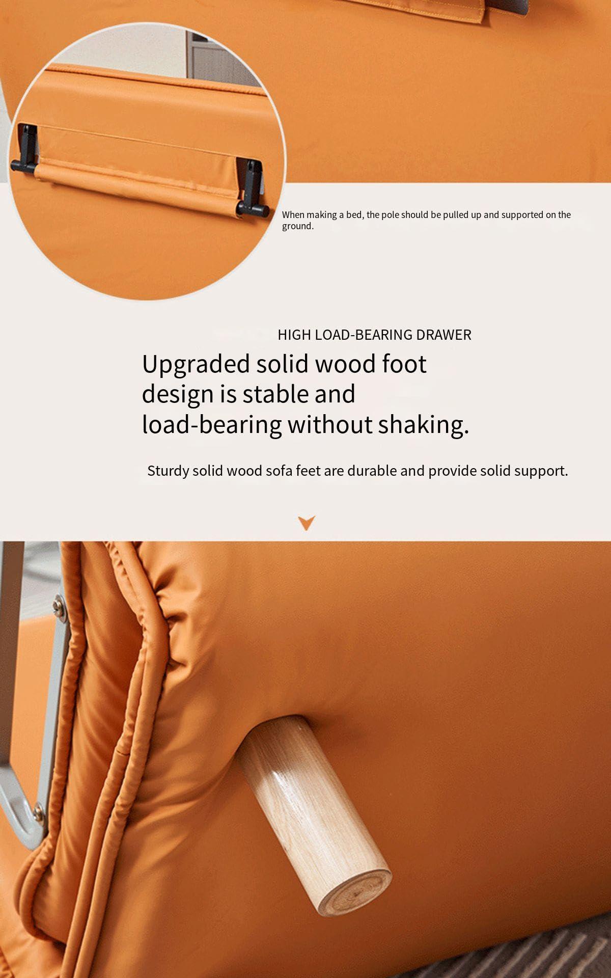 ESRADA Sofa Bed, Small Room Apartment Folding Guest Bed, Nordic High-end Folding Sofa Bed, Easily Assemble Couch C-120cm