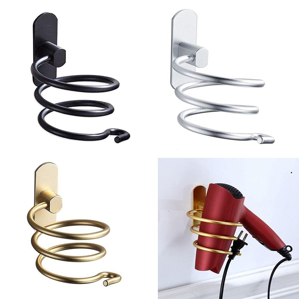 LIANGCHEN LIANGCHEN Hair Dryer Holder Wall Mounted, Aluminum Spiral Blow Dryer Rack Straightener Organizer Hanging Curling Iron Holder Bathroom Hair Styling Stand(Gold)