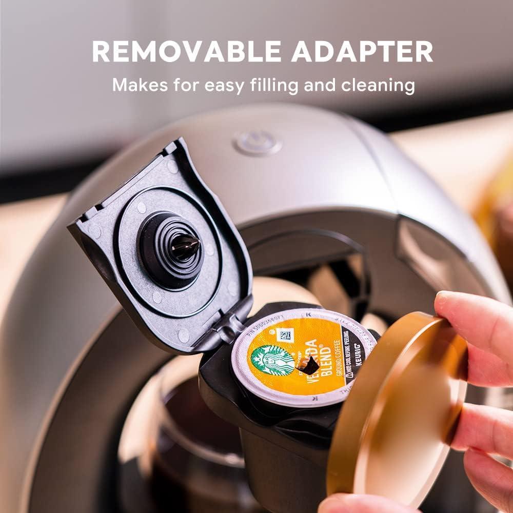 BENFUCHEN BENFUCHEN Single Serve Coffee Maker for K Cup/Ground Coffee, MINI Q Americano 2 in 1 Coffee Brewer One Cup Coffee/Tea Maker With Two Adapter, 4-8 oz Brew Sizes