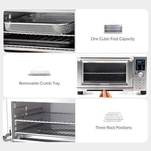 Nuwave Nuwave Bravo Air Fryer Toaster Smart Oven, 12-in-1 Countertop Convection, 30-QT XL Capacity, 50-500F Controls, Top and Bottom Heater Adjustments 0%-100%, Brushed Stainless Steel Look (Renewed)