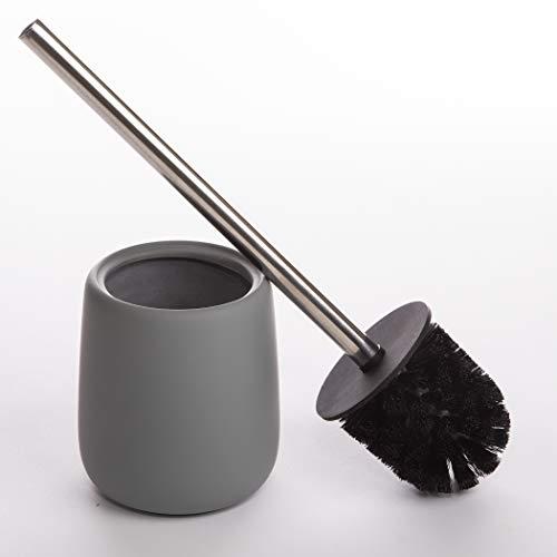 BINO BINO Toilet Brush with Holder Silicone Coated Ceramic, Light Grey - Toilet Bowl Brush and Holder Toilet Bowl Cleaner Brush and Holder Bathroom Brush Toilet Brush and Holder Toilet Brush Holder