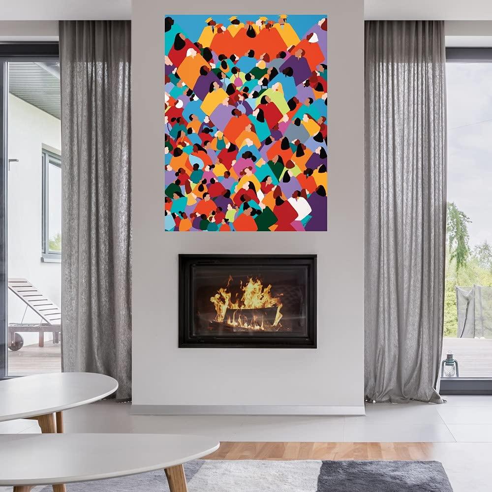 WAMPAT WAMPAT Floating 70 inch TV Stand with Yellow/Blue LED Lights, Entertainment Center Media Console, Wall Mounted Shelf Media Console Cabinet with Storage for 65/70/75 Inch TVs, White&Grey