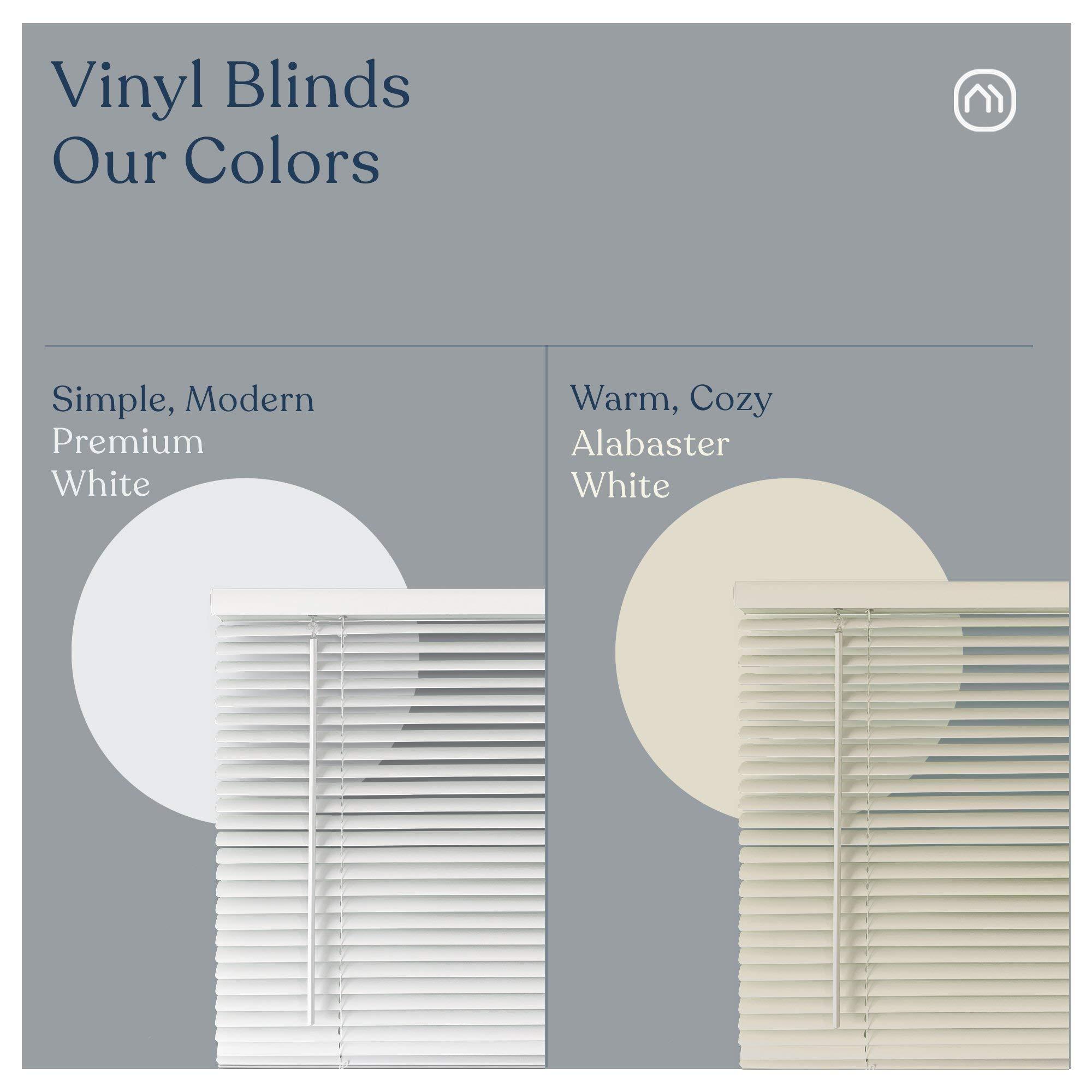 Mood MOOD 1" Room Darkening Mini Blinds | 48 inch Blinds for Windows | 1" Cordless Vinyl Window Treatment | Premium White (Room Darkening) | 48 Width x 48 Height