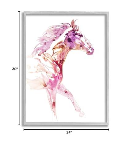 Stupell Industries Stupell Industries Abstract Pink Horse Galloping Framed Giclee Art, Design by Julie Chapman
