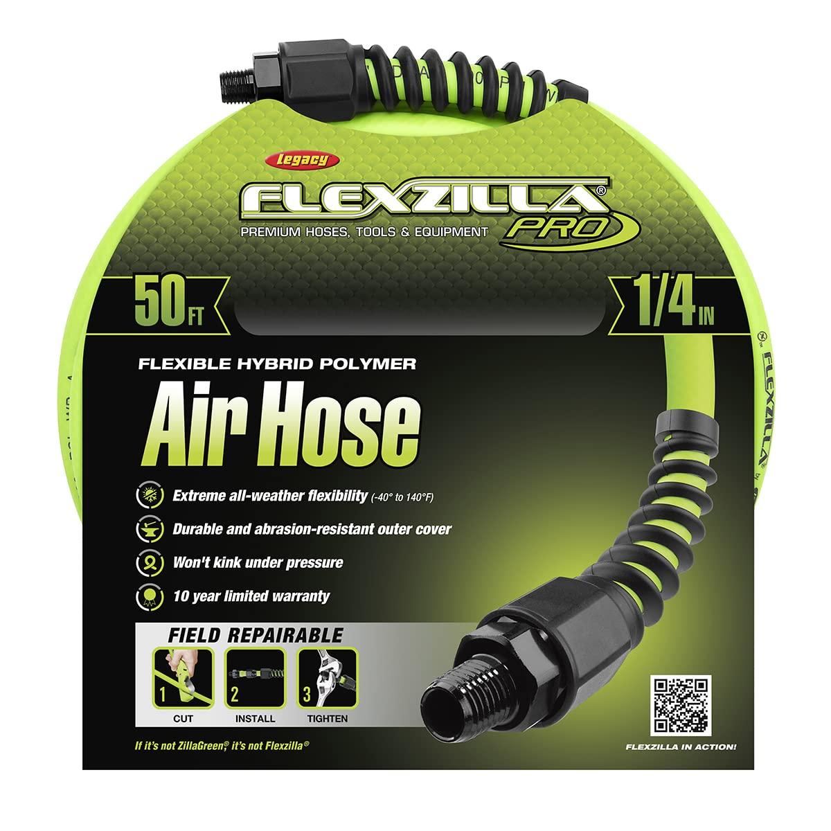 Flexzilla Flexzilla Pro Air Hose, 1/4 in. x 50 ft., Heavy Duty, Lightweight, Hybrid, ZillaGreen - HFZP1450YW2