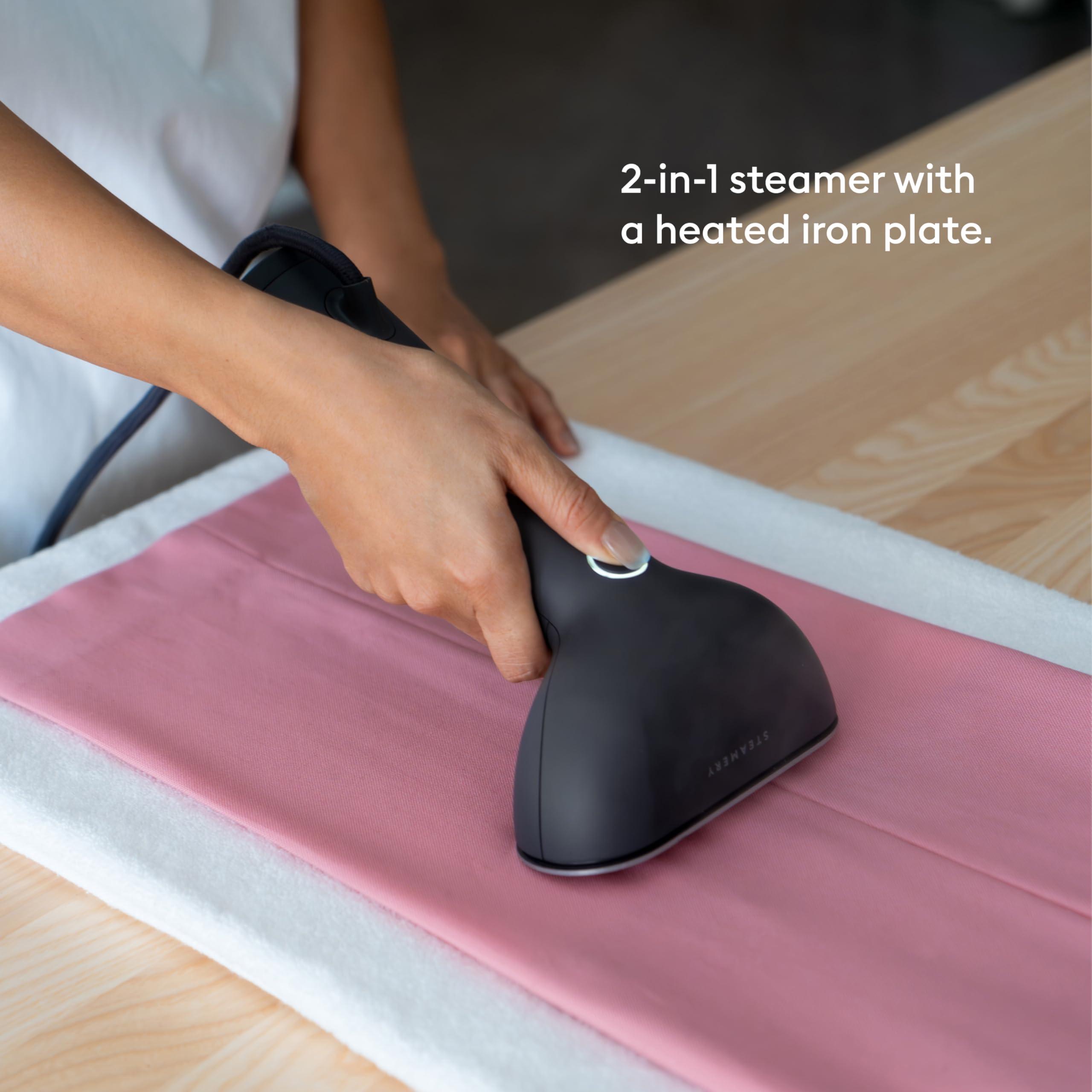 STEAMERY Steamery Handheld Clothes Steamer Cirrus 3, 1200W, US Plug, Heated Ironing Plate, Fast Heat Up, Garment Wrinkle Remover (Black)