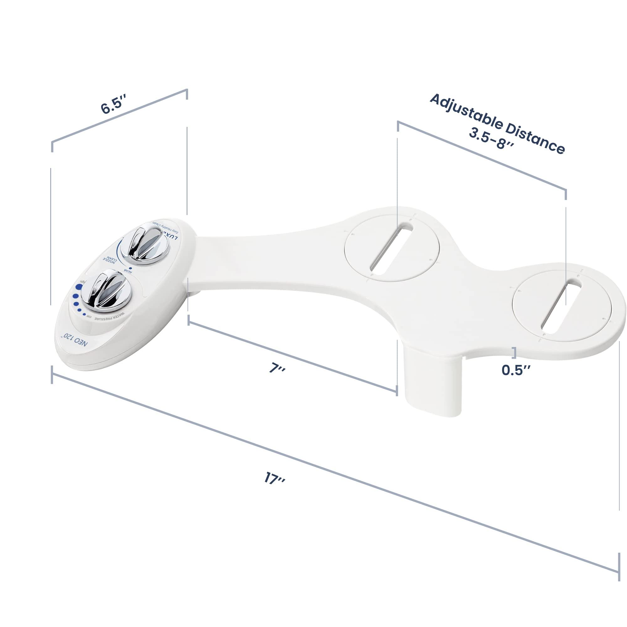 LUXE Bidet LUXE Bidet NEO 120 - Self-Cleaning Nozzle, Fresh Water Non-Electric Bidet Attachment for Toilet Seat, Adjustable Water Pressure, Rear Wash (White)