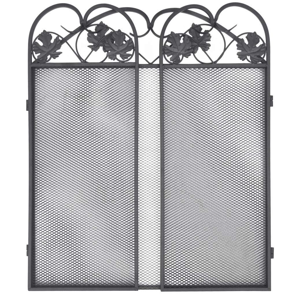 UNNS Fireplace Screens Fireplace Screen Folding Black Wrought Iron Mantel Spark Fireplace Screen Elegant Scrollwork Home Decoration Fireplace Grate