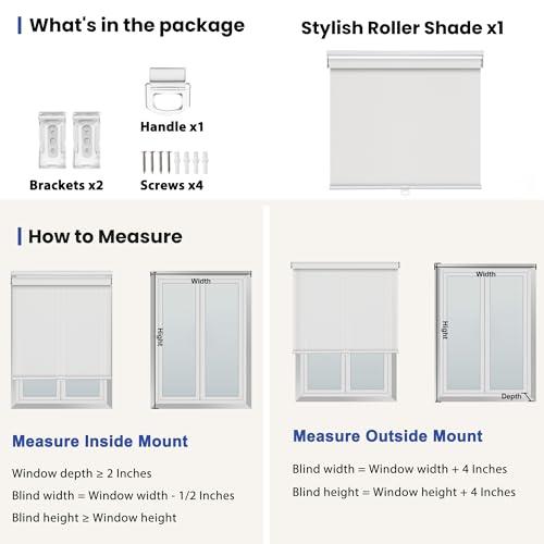 Sulugood Sulugood Light Filtering Blinds for Windows Cordless 5% Openness Solar Fabric Roller Shades Sheer and Glare Reduce Window Shades for Home Door Living Room Gray,28" W x 48" H