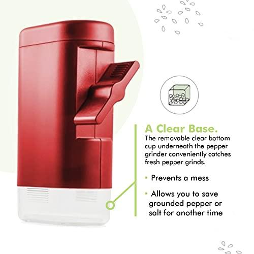 PepperMate PepperMate Traditional Pepper Mill- Manual High Volume Peppercorns and Salt Grinder with Ergonomic Turnkey Handle and Ceramic Precision Mechanism with Adjustable Grind for the Gourmet Chef (Red)