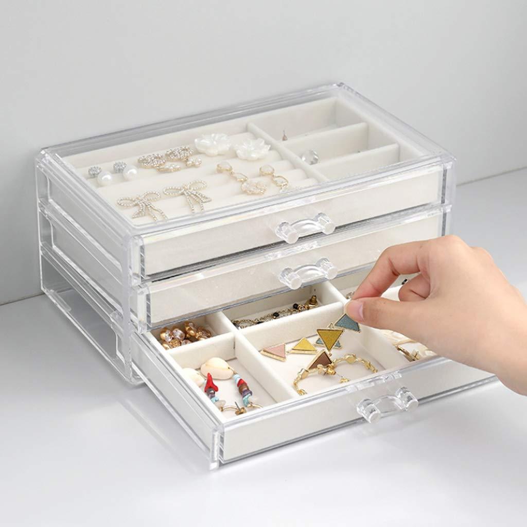 BAZIGA BAZIGA Transparent Acrylic Storage Box, Simple Style Drawer-Style Jewelry Storage, Necklace, Earrings and Ring Organizer