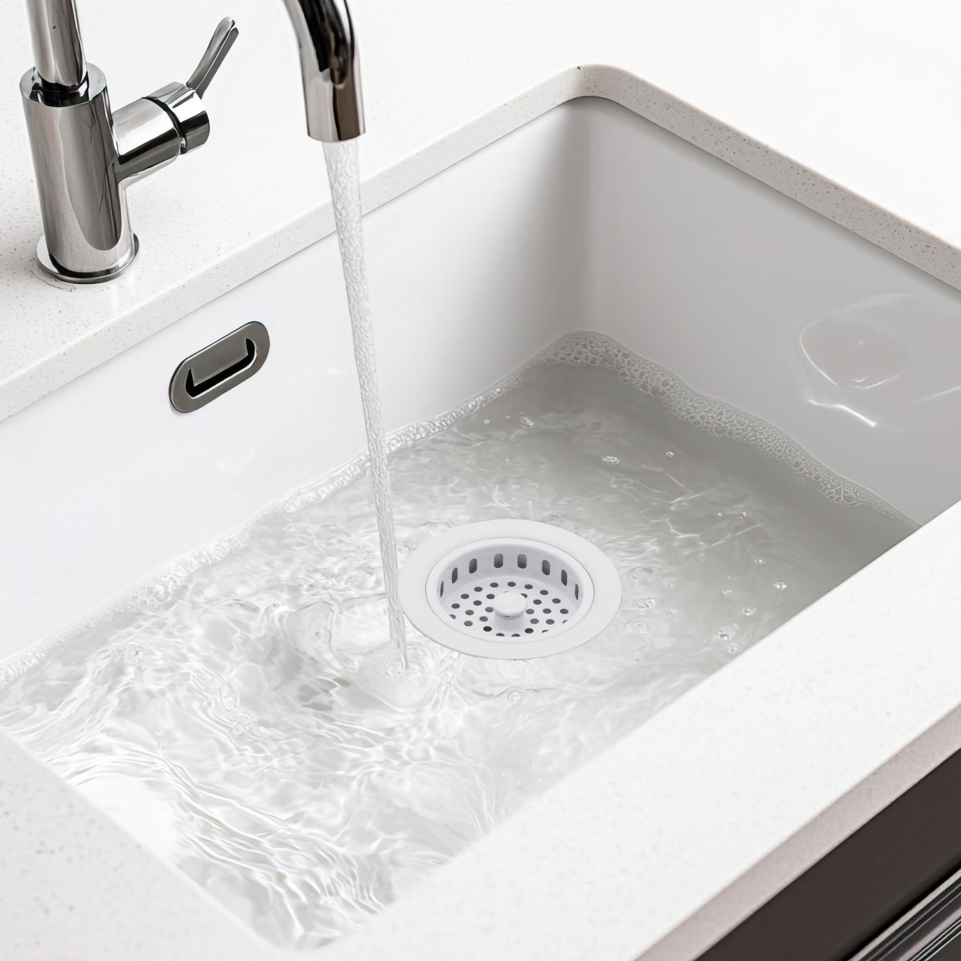 Westbrass Westbrass D214-50 3-1/2" Post Style Large Kitchen Sink Basket Strainer, 1-Pack, Powder Coat White