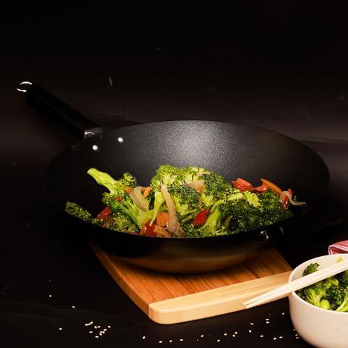 JOYCE CHEN JOYCE CHEN Professional Series 14-Inch Carbon Steel Excalibur Nonstick Wok with Phenolic Handles