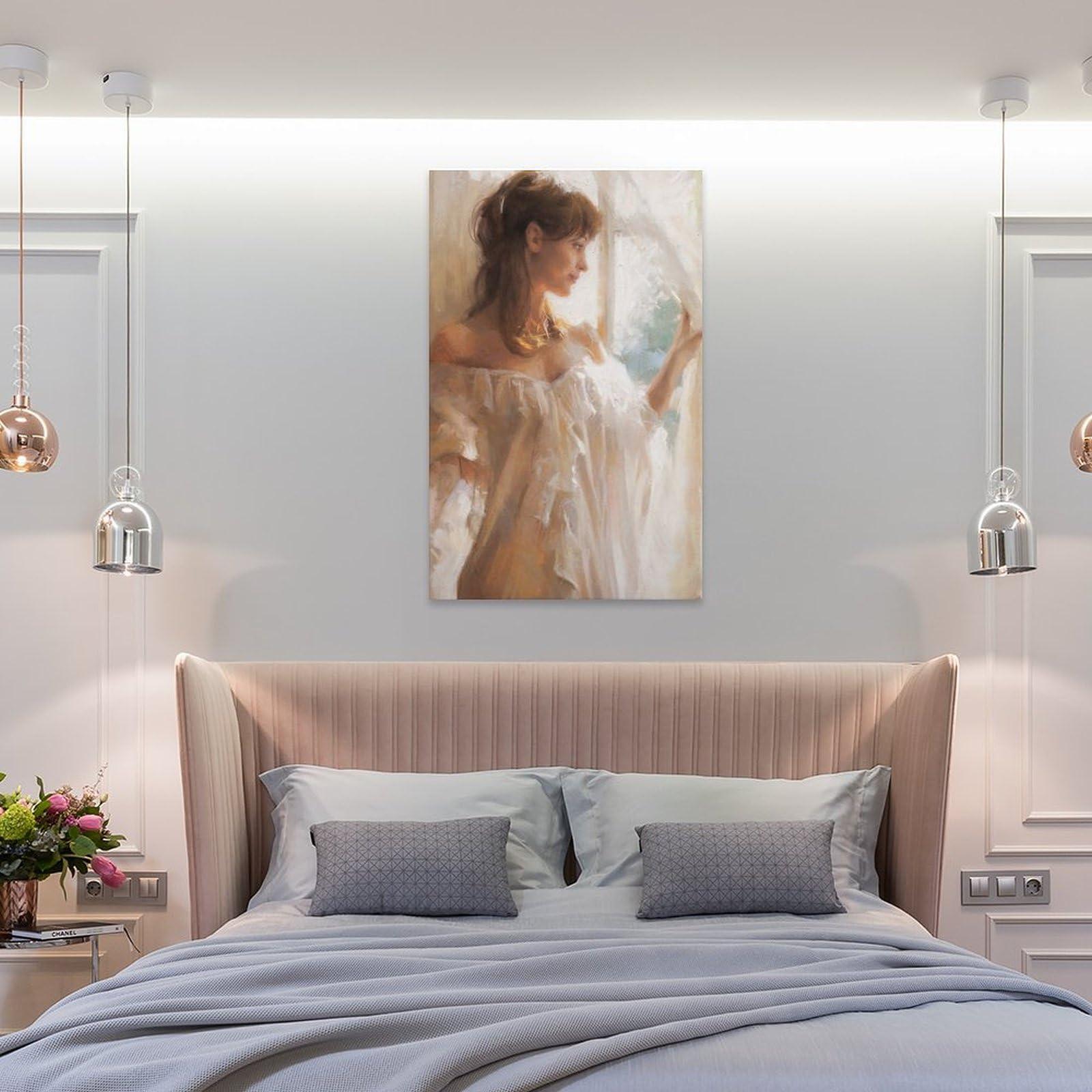 Generic Vicente ROMERO At The Window Catherine La Rose Poster Artworks Picture Frame Print Poster Wall Art Painting Canvas Gift Decor Home 08x12inch(20x30cm)