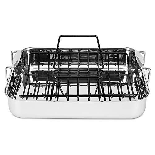 Viking Culinary Viking Culinary 3-Ply Stainless Steel Roasting Pan, Includes a Nonstick Rack, Dishwasher, Oven Safe, Works on All Cooktops including Induction