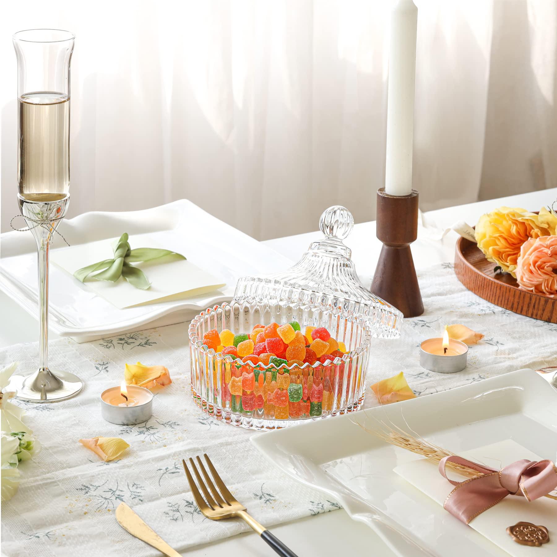 ComSaf ComSaf Crystal Candy Dish with Lid, Candy Bowl with Lid, Glass Candy Jar, Gift for Christmas, Birthday, Wedding Anniversary, Valentine\'s day, Mother\'s day, Housewarming