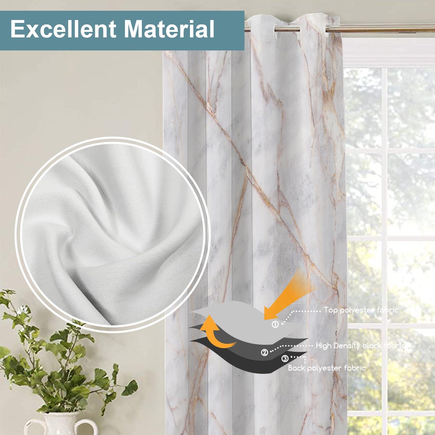 Shrahala Shrahala Gray Marble Marble Blackout Window Curtains, Grey Stone Thermal Insulated Curtains Grommet Top Window Drapes for Living Room, Bedroom (2 Panels,52 x 63 in)