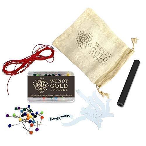 Wendy Gold Studios Custom Push Pin Globe Ivory with Pins for Tracking World Travels