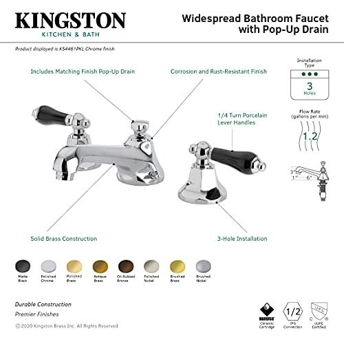 Kingston Brass Kingston Brass KS4465PKL Metropolitan Widespread Bathroom Faucet with Pop-Up Drain, 5-1/2-Inch, Oil Rubbed Bronze