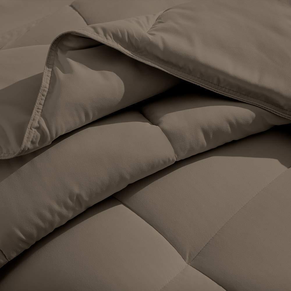 EL Lecho EL Lecho Egyptian Cotton Quilted Comforter 300 GSM Microfiber Fill Duvet Insert Down Alternative Comforter(Taupe, Twin/Twin XL)