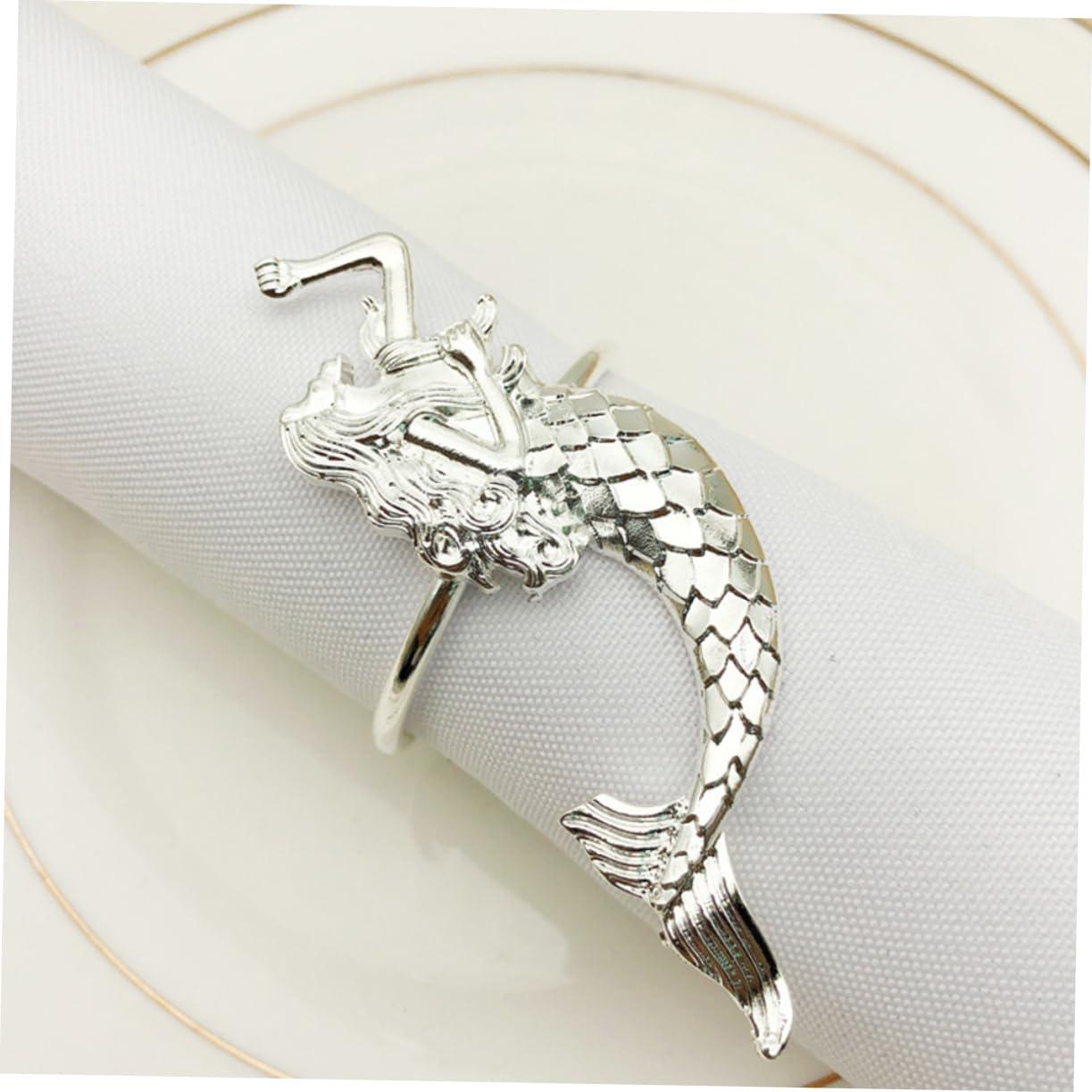 BESTonZON 2pcs Mermaid Napkin Rings Serviette Buckle Ring Fall Napkin Rings Christmas Napkin Buckles Valentine s Day Napkin Rings Mariposas Decorativas Para Pared Set up Metal Delicate
