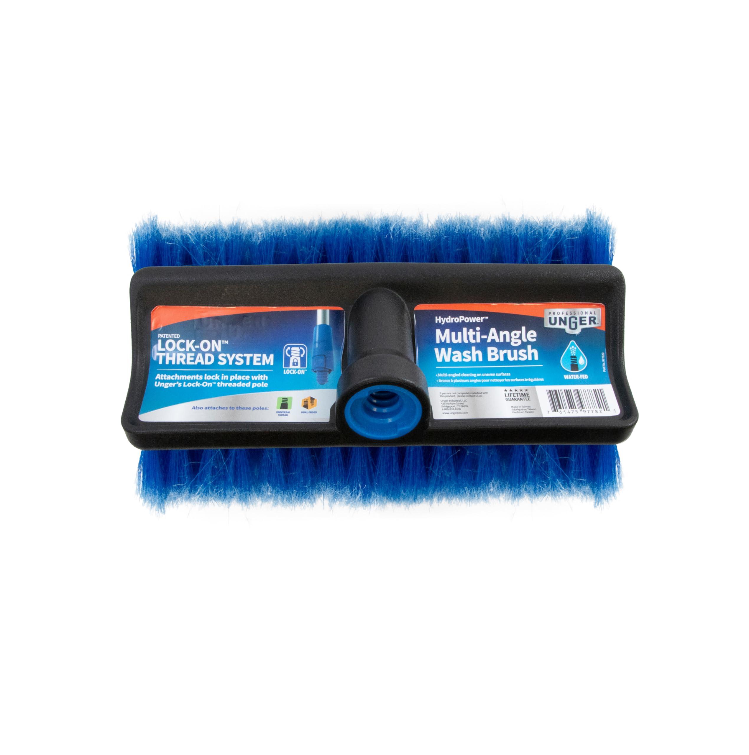 Unger Unger Professional Lock-On 10 Bi-Level Soft Wash Brush  Compatible with Lock-On 48\" Water-Flow Pole, Cleaning Brush, Wash Brush, Outdoor Brush, Great for Patios, Siding, Windows, Cars & Boats
