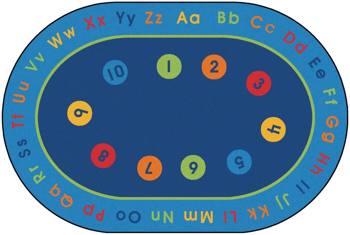 Carpets for Kids Carpets for Kids 8506 Basic Concepts Literacy Classroom Rug 6ft 9in x 9ft 5in Oval Blue