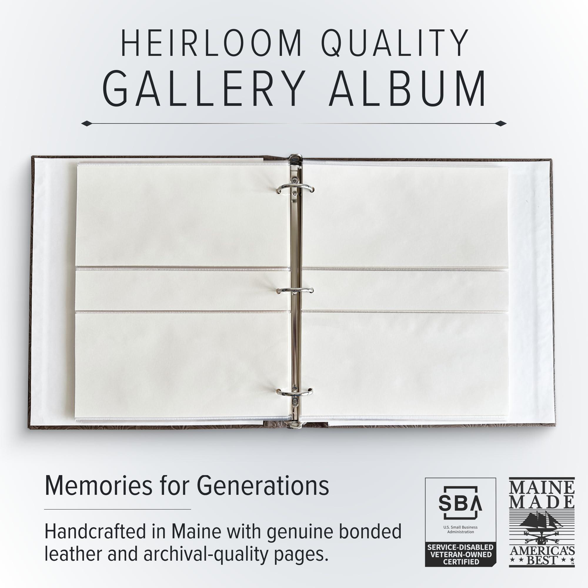 Gallery Leather Gallery Leather Photo Album 4x6-3 Ring Binder Photo Album, 60 Pages for 120 Photos, Fillable, Can Fit 8x10 and 5x7 Photos, Handcrafted - Acadia Tan - 11.75 x 10.5 \", Gallery
