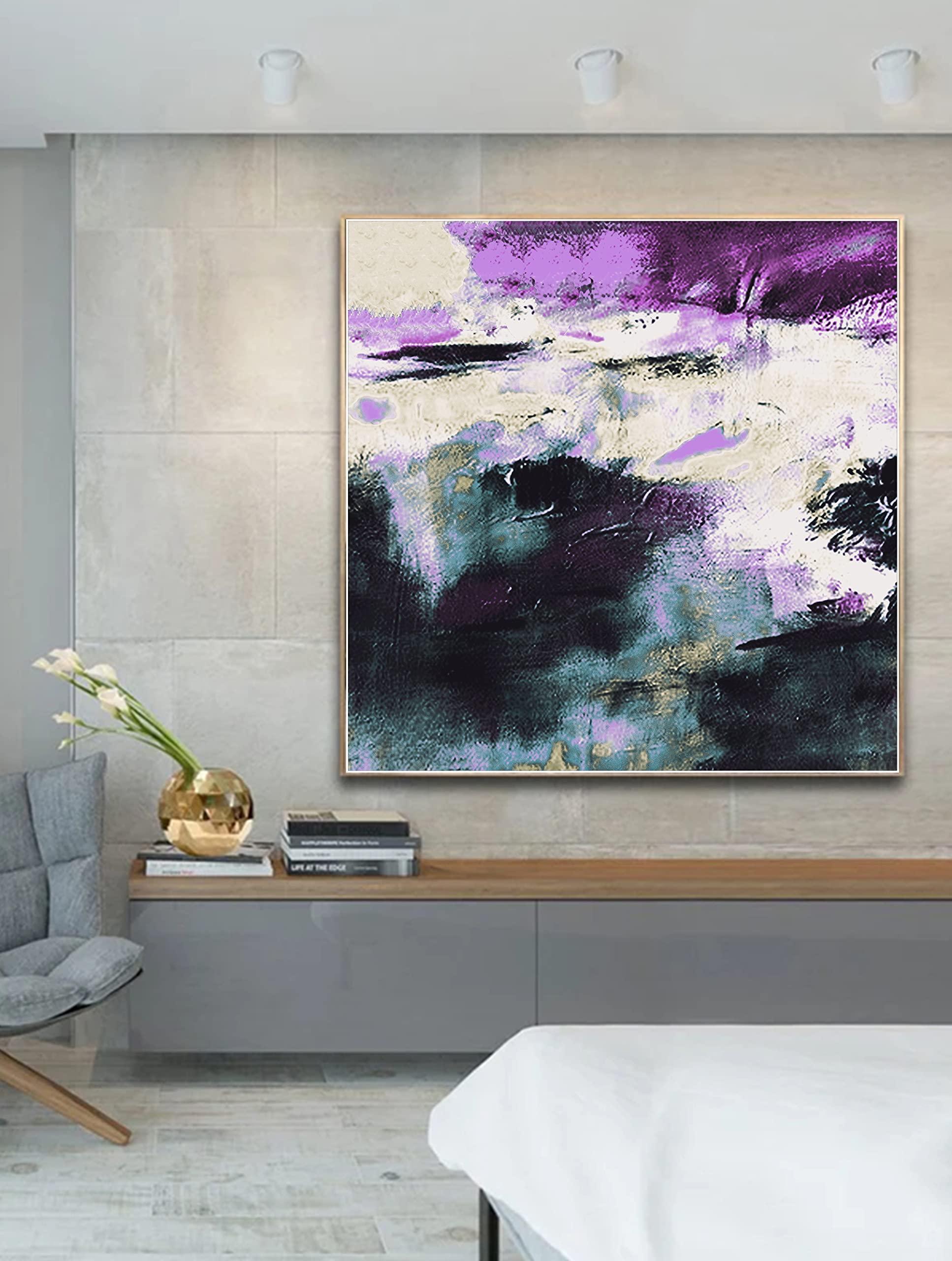 Generic Original Abstract Painting, Large Purple Abstract Painting, Heavy Oil Painting, Landscape Abstract Painting, Modern Art, Large Wall Art 32\" x 32\"