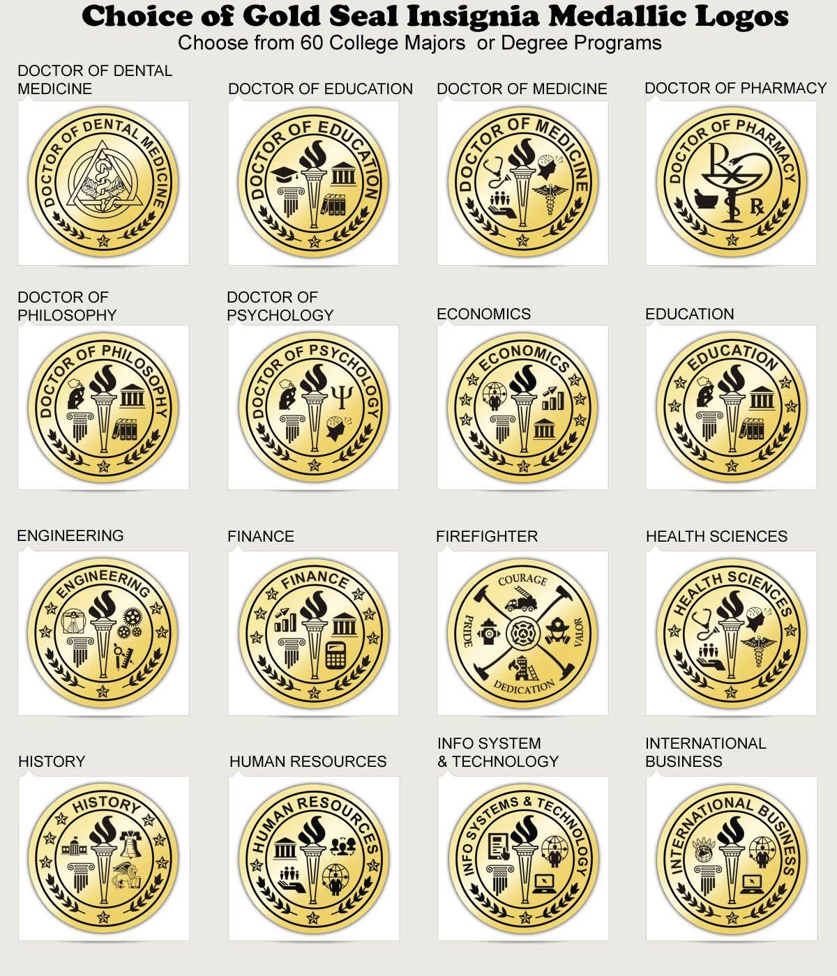 AllGiftFrames AllGiftFrames Double Two Certificate Frame Gold Seal Insignia Logo Dual Diploma College University Certificate Document Wood Glossy Majestic Black with Gold Accents Black Matted