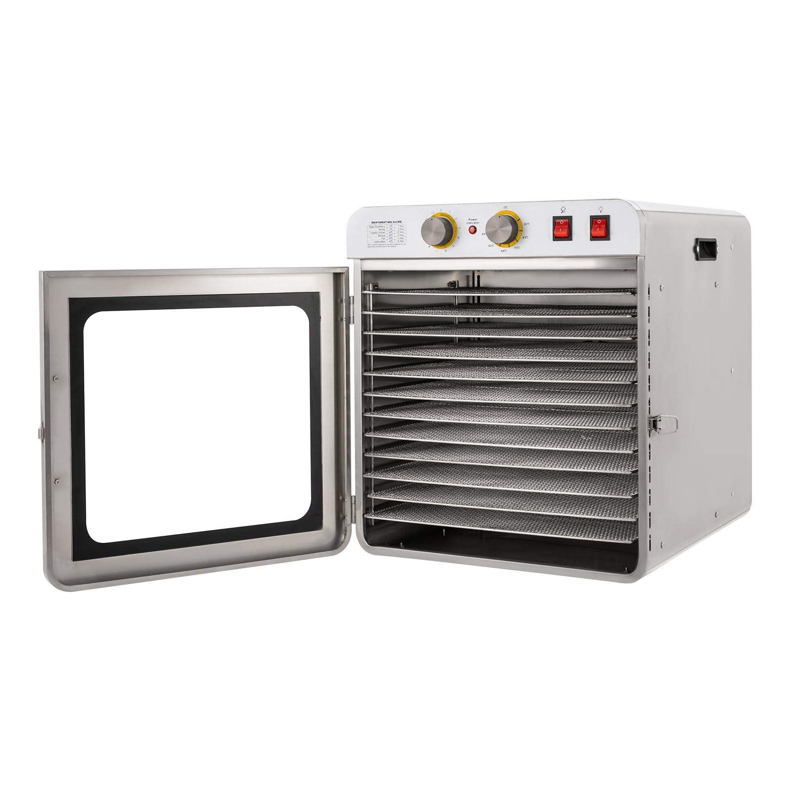 Gdrasuya10 Commercial Food Dehydrator 12-Tray Fruit and Meat Dehydrator Stainless Steel Beef Jerky Dryer, 900W Food Dried Fruit Machine Temperature and Time Adjustable, Electric Dehydrator for Fruit and Veggies