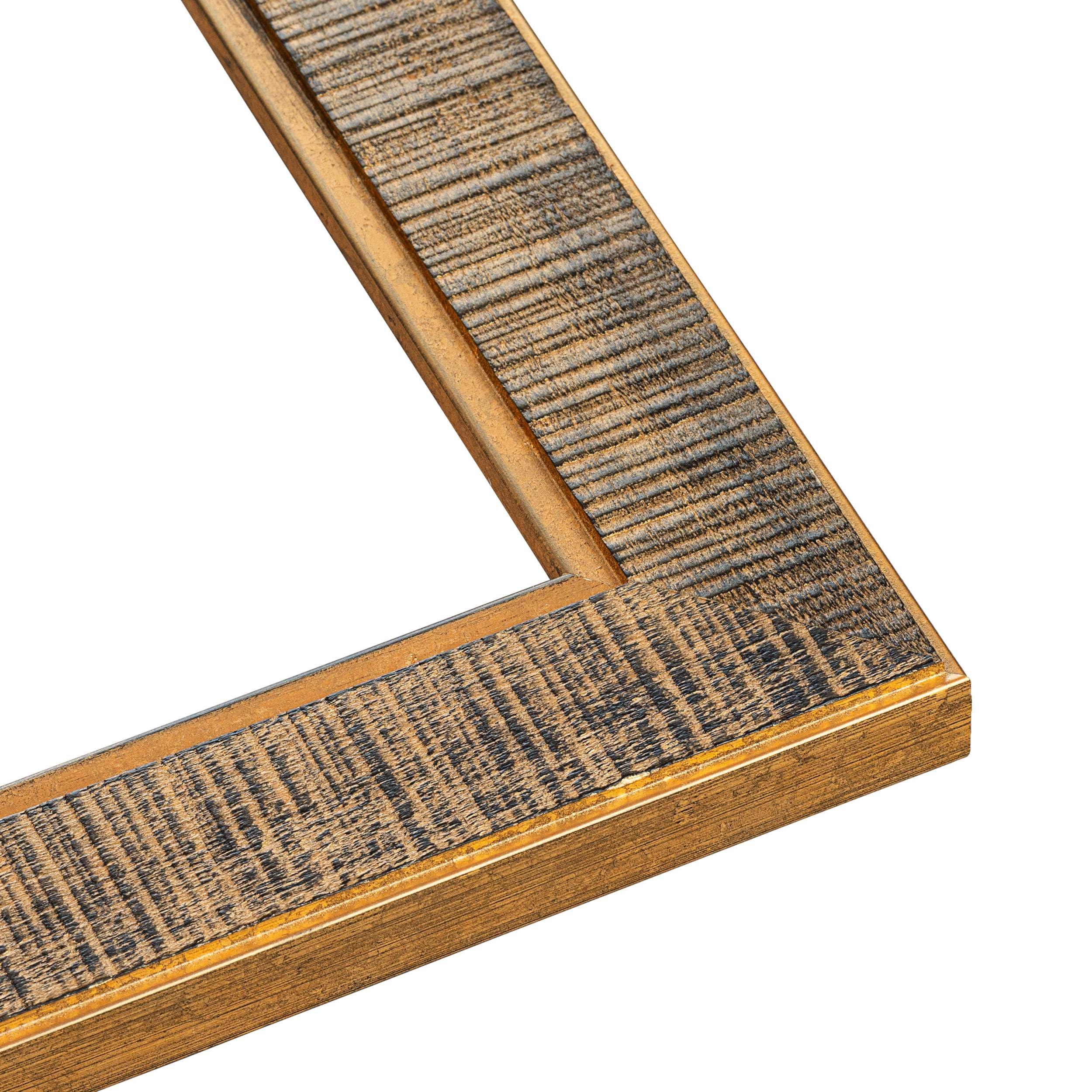 Poster Palooza Poster Palooza 12x36 Frame Black and Gold Distressed Solid Wood Picture Frame | 1.625 Inch Moulding Width | with UV Acrylic Plexiglass, Foam Board Backing & Hanging Hardware Included