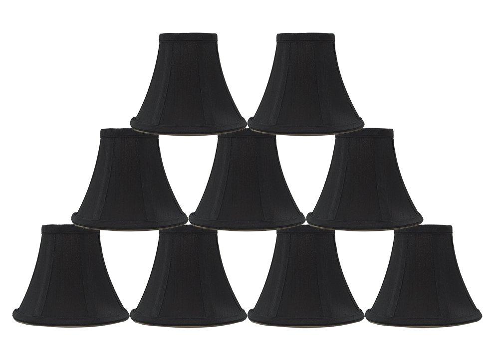 Urbanest Urbanest Set of 9 Black Silk Bell Chandelier Lamp Shade, 3-inch by 6-inch by 5-inch, Clip-on