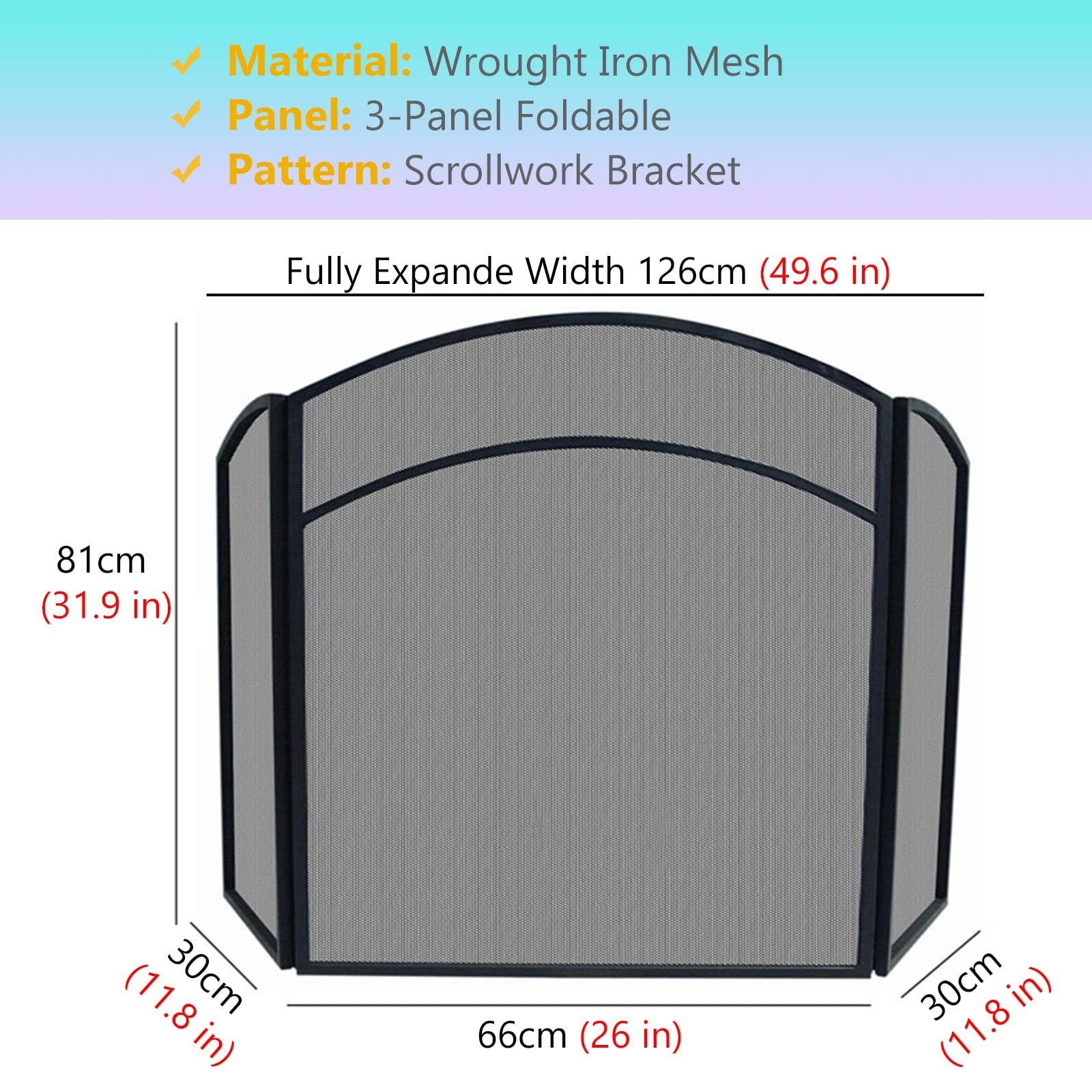 SDdPulse SDdPulse Simple Fireplace Screen Door Foldable, Wrought Iron Mesh Fire Spark Guard for Coal Firing Stove/Wood Firing Hearth, 12681cm,