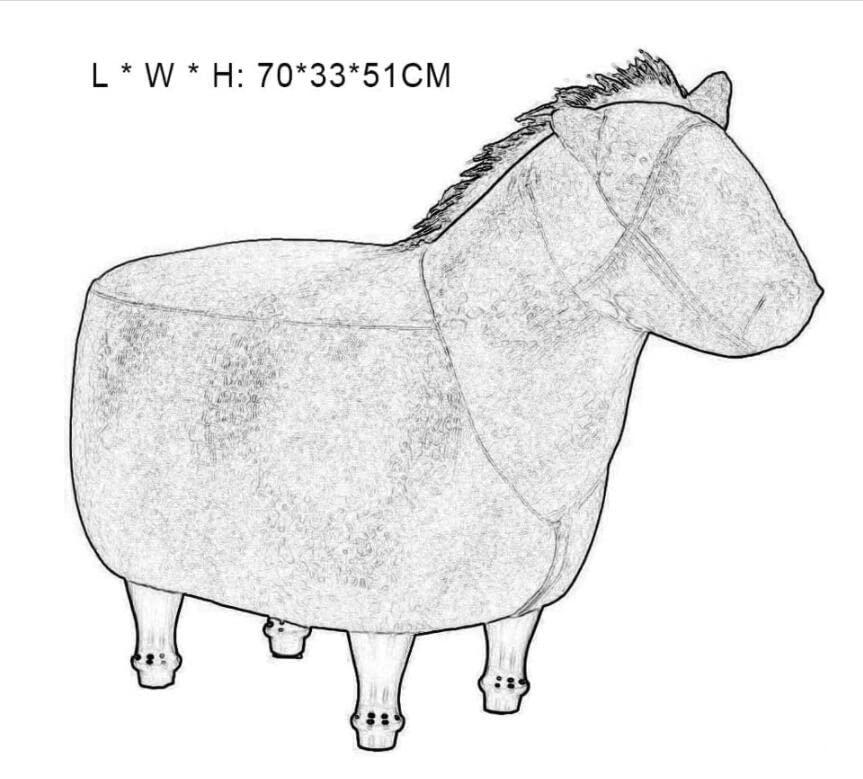 QQXX QQXX Ottoman Animal Footstool Cushion,Artificial Leather Horse Animal Storage Stool,Sofa Bench,27\"seat Height Shoes Changing Stool,with Solid Wood feet - Nursery,Bedroom,Game Room and Living Room fu