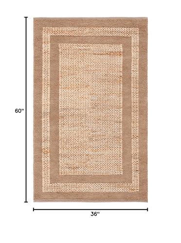 Safavieh SAFAVIEH Natural Fiber Collection Area Rug - 3' x 5', Natural, Rustic Farmhouse Boho Style, Handmade Jute & Cotton, Ideal for The Living Room, Bedroom, Dining Room (NFB378A-3)