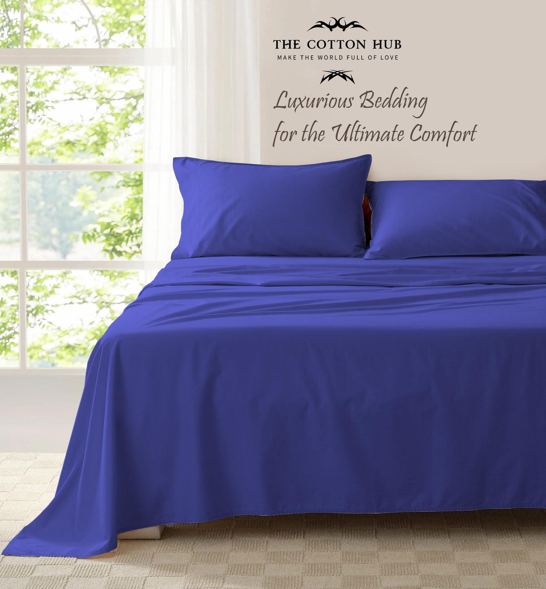 The Cotton Hub Grand King Size 4-Piece Sheet Set 1000 Thread Count Luxury Certified 100% Pima Cotton Bed Sheets fits up to 10-12 inch Deep Pocket (Solid, Royal Blue)