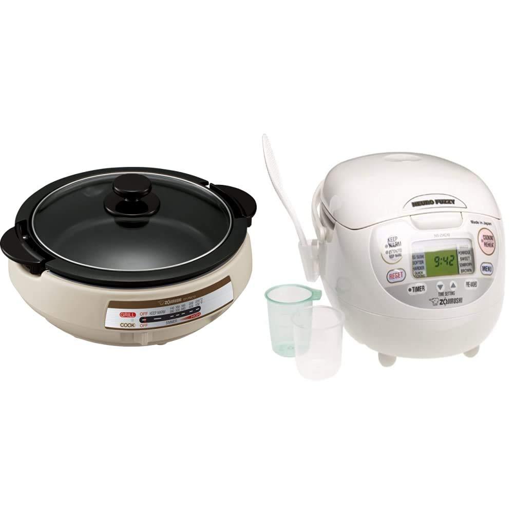 Zojirushi Zojirushi EP-PBC10 Gourmet d\'Expert Electric Skillet & NS-ZCC10 Neuro Fuzzy Rice Cooker, 5.5-Cup, White