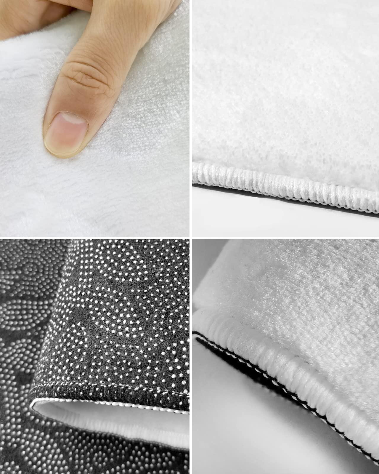 Edwiinsa Edwiinsa Botanical Flower Plush Rug Non Slip Bath Mat, Soft Shaggy Long Fur Fuzzy Bath Rugs 20\" x 31.5\" Blue Farmhouse Country Leaves Carpet Mat for Bathroom Shower Home