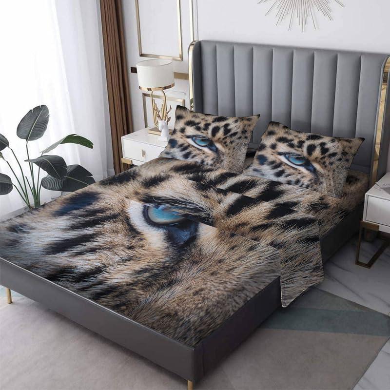 zcsm zcsm Leopard Sheets Full Size Sheets - Animal Bedding Sheets & Pillowcases - Luxurious 100% Microfiber, High Thread Count Print, Flat Sheet & Deep Pocket Fitted Sheet & 2 Pillowcases